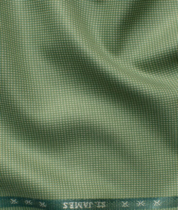 J.Hampstead Men's Polyester Viscose Structured 3.75 Meter Unstitched Suiting Fabric (Fern Green)