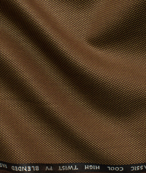 J.Hampstead Men's Polyester Viscose Structured 3.75 Meter Unstitched Suiting Fabric (Peanut Brown)