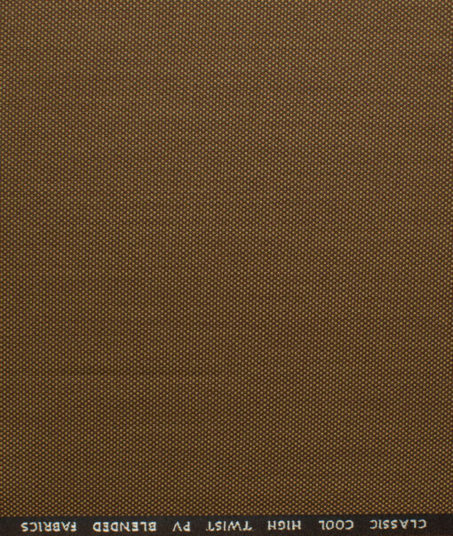 J.Hampstead Men's Polyester Viscose Structured 3.75 Meter Unstitched Suiting Fabric (Peanut Brown)