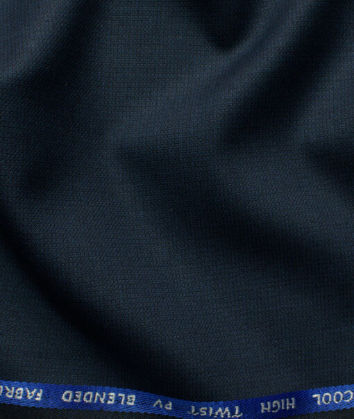 J.Hampstead Men's Polyester Viscose Structured 3.75 Meter Unstitched Suiting Fabric (Dark Royal Blue)
