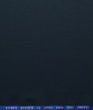 J.Hampstead Men's Polyester Viscose Structured 3.75 Meter Unstitched Suiting Fabric (Dark Royal Blue)