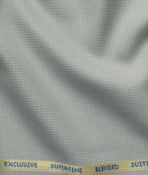 J.Hampstead Men's Polyester Viscose Checks 3.75 Meter Unstitched Suiting Fabric (Light Grey)