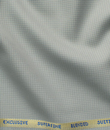 J.Hampstead Men's Polyester Viscose Checks 3.75 Meter Unstitched Suiting Fabric (Light Grey)