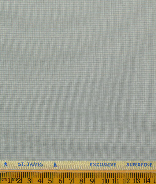 J.Hampstead Men's Polyester Viscose Checks 3.75 Meter Unstitched Suiting Fabric (Light Grey)