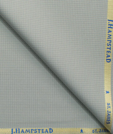 J.Hampstead Men's Polyester Viscose Checks 3.75 Meter Unstitched Suiting Fabric (Light Grey)