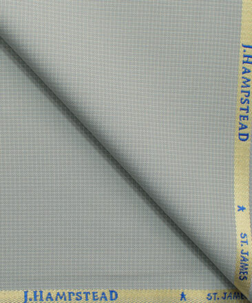 J.Hampstead Men's Polyester Viscose Checks 3.75 Meter Unstitched Suiting Fabric (Light Grey)
