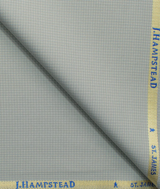 J.Hampstead Men's Polyester Viscose Checks 3.75 Meter Unstitched Suiting Fabric (Light Grey)
