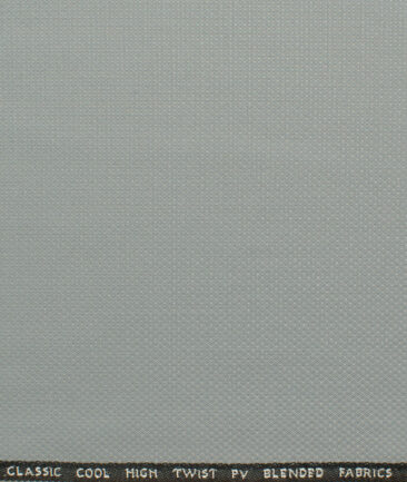 J.Hampstead Men's Polyester Viscose Structured 3.75 Meter Unstitched Suiting Fabric (Light Grey)