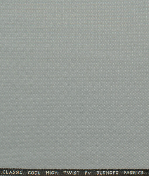 J.Hampstead Men's Polyester Viscose Structured 3.75 Meter Unstitched Suiting Fabric (Light Grey)