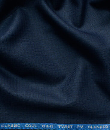 J.Hampstead Men's Polyester Viscose Self Design 3.75 Meter Unstitched Suiting Fabric (Dark Royal Blue)