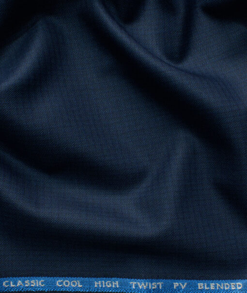 J.Hampstead Men's Polyester Viscose Self Design 3.75 Meter Unstitched Suiting Fabric (Dark Royal Blue)