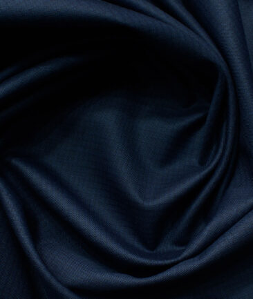 J.Hampstead Men's Polyester Viscose Self Design 3.75 Meter Unstitched Suiting Fabric (Dark Royal Blue)