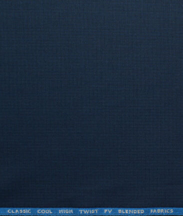 J.Hampstead Men's Polyester Viscose Self Design 3.75 Meter Unstitched Suiting Fabric (Dark Royal Blue)