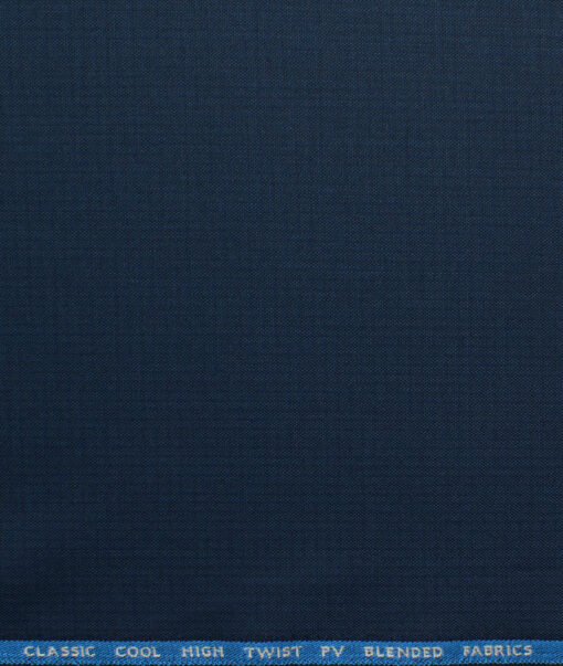 J.Hampstead Men's Polyester Viscose Self Design 3.75 Meter Unstitched Suiting Fabric (Dark Royal Blue)