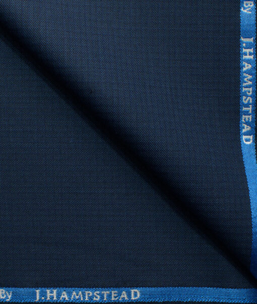 J.Hampstead Men's Polyester Viscose Self Design 3.75 Meter Unstitched Suiting Fabric (Dark Royal Blue)