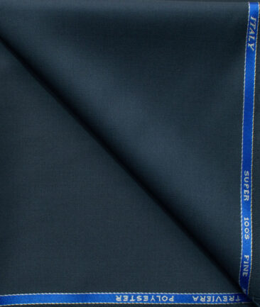 J.Hampstead Men's 45% Wool Solids Super 100's1.30 Meter Unstitched Trouser Fabric (Dark Blue)