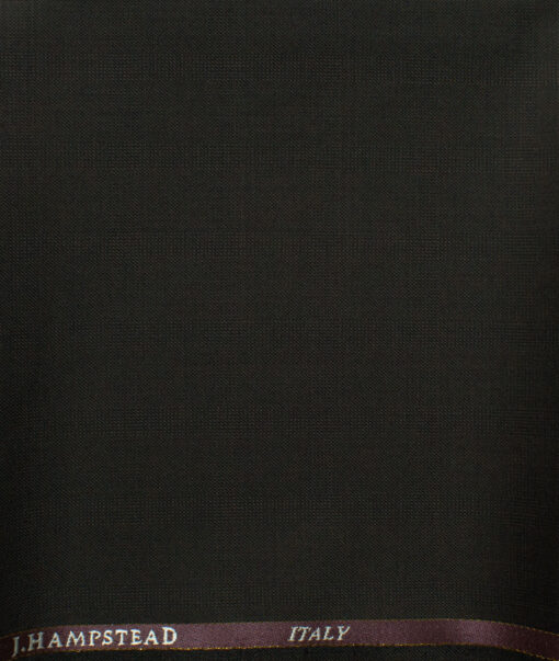 J.Hampstead Men's 45% Wool Checks Super 120's1.30 Meter Unstitched Trouser Fabric (Dark Brown)