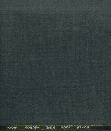 J.Hampstead Men's 45% Wool Checks Super 100's1.30 Meter Unstitched Trouser Fabric (Grey)