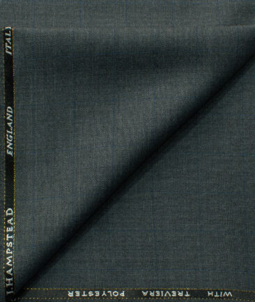 J.Hampstead Men's 45% Wool Checks Super 100's1.30 Meter Unstitched Trouser Fabric (Grey)
