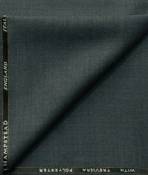 J.Hampstead Men's 45% Wool Checks Super 100's1.30 Meter Unstitched Trouser Fabric (Grey)