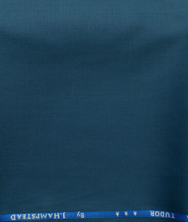 J.Hampstead Men's 45% Wool Solids Super 110's1.30 Meter Unstitched Trouser Fabric (Peacock Blue)
