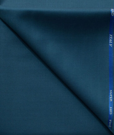 J.Hampstead Men's 45% Wool Solids Super 110's1.30 Meter Unstitched Trouser Fabric (Peacock Blue)