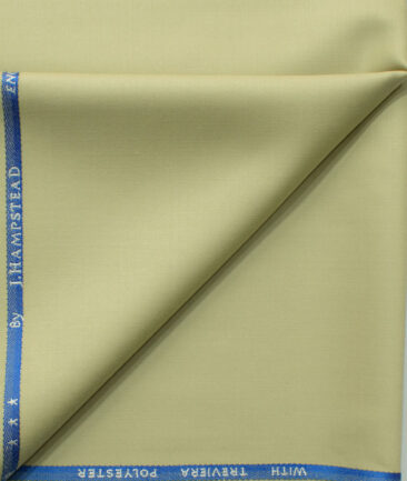 J.Hampstead Men's 45% Wool Solids Super 110's1.30 Meter Unstitched Trouser Fabric (Beige)