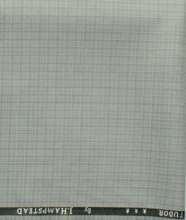 J.Hampstead Men's 45% Wool Checks Super 120's1.30 Meter Unstitched Trouser Fabric (Light Grey)