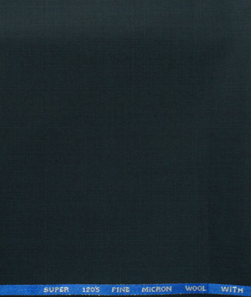 J.Hampstead Men's 45% Wool Checks Super 120's1.30 Meter Unstitched Trouser Fabric (Dark Greenish Blue)