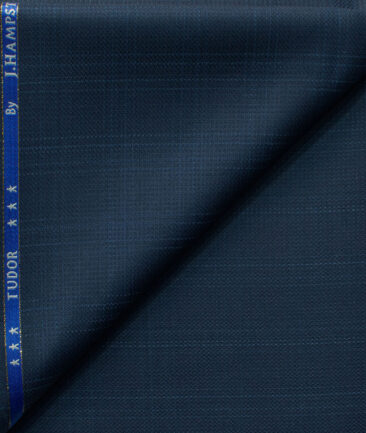 J.Hampstead Men's 45% Wool Checks Super 120's1.30 Meter Unstitched Trouser Fabric (Dark Royal Blue)