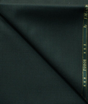 J.Hampstead Men's 45% Wool Self Design Super 120's1.30 Meter Unstitched Trouser Fabric (Dark Green)