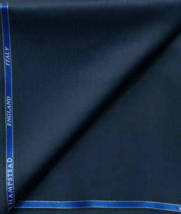J.Hampstead Men's 45% Wool Solids Super 100's1.30 Meter Unstitched Trouser Fabric (Dark Blue)