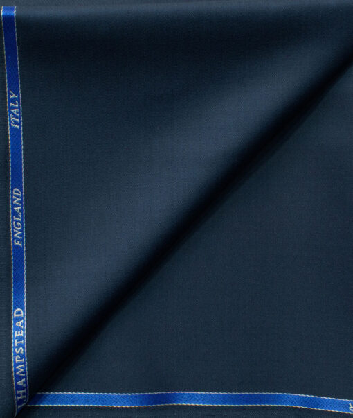 J.Hampstead Men's 45% Wool Solids Super 100's1.30 Meter Unstitched Trouser Fabric (Dark Blue)