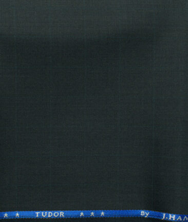 J.Hampstead Men's 45% Wool Checks Super 100's1.30 Meter Unstitched Trouser Fabric (Dark Green)