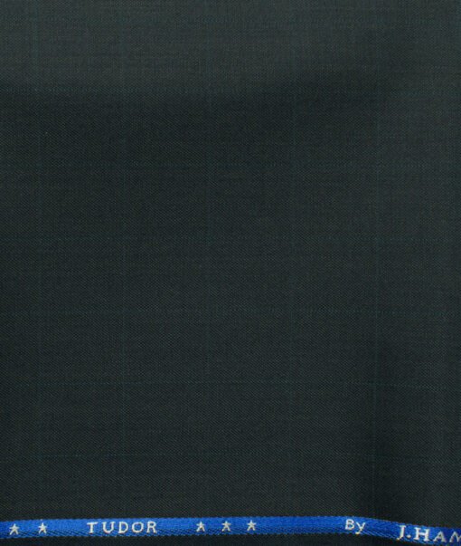 J.Hampstead Men's 45% Wool Checks Super 100's1.30 Meter Unstitched Trouser Fabric (Dark Green)