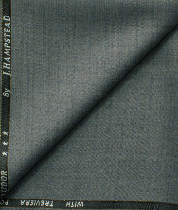 J.Hampstead Men's 45% Wool Checks Super 100's1.30 Meter Unstitched Trouser Fabric (Grey)