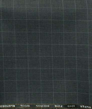 J.Hampstead Men's 45% Wool Checks Super 100's1.30 Meter Unstitched Trouser Fabric (Dark Grey)