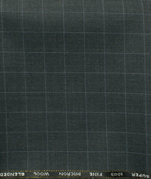 J.Hampstead Men's 45% Wool Checks Super 100's1.30 Meter Unstitched Trouser Fabric (Dark Grey)