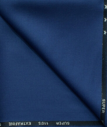 J.Hampstead Men's 45% Wool Solids Super 110's1.30 Meter Unstitched Trouser Fabric (Royal Blue)