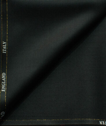 J.Hampstead Men's 45% Wool Solids Super 100's1.30 Meter Unstitched Trouser Fabric (Black)
