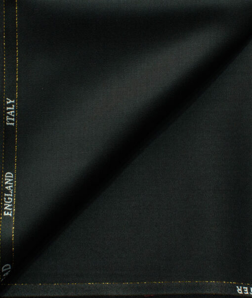J.Hampstead Men's 45% Wool Solids Super 100's1.30 Meter Unstitched Trouser Fabric (Black)