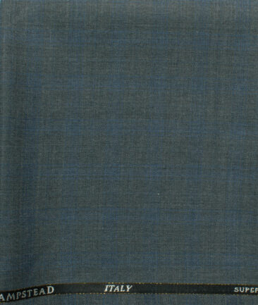 J.Hampstead Men's 45% Wool Checks Super 120's1.30 Meter Unstitched Trouser Fabric (Grey)