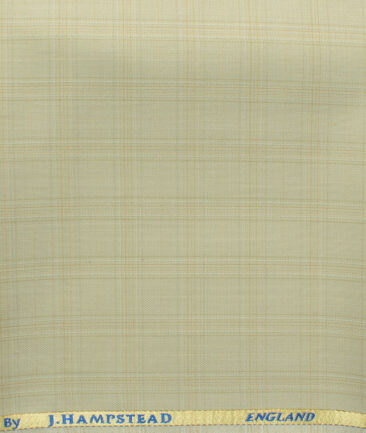 J.Hampstead Men's 45% Wool Checks Super 100's1.30 Meter Unstitched Trouser Fabric (Creamish Beige)