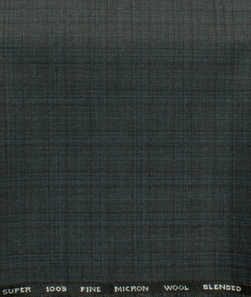 J.Hampstead Men's 45% Wool Checks Super 100's1.30 Meter Unstitched Trouser Fabric (Dark Grey)