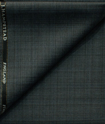 J.Hampstead Men's 45% Wool Checks Super 100's1.30 Meter Unstitched Trouser Fabric (Dark Grey)