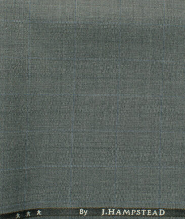 J.Hampstead Men's 45% Wool Checks Super 100's1.30 Meter Unstitched Trouser Fabric (Grey)