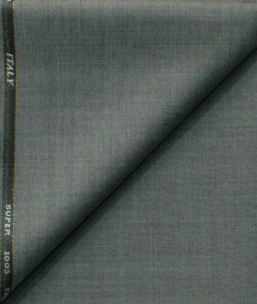 J.Hampstead Men's 45% Wool Checks Super 100's1.30 Meter Unstitched Trouser Fabric (Grey)