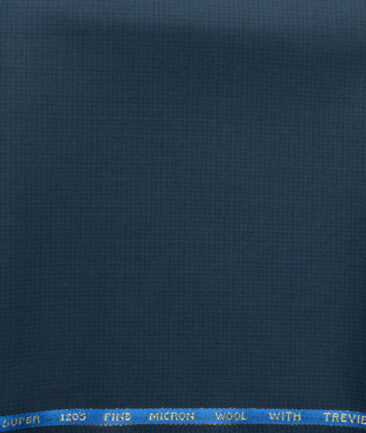 J.Hampstead Men's 45% Wool Self Design Super 120's1.30 Meter Unstitched Trouser Fabric (Dark Blue)