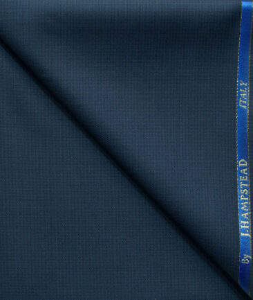 J.Hampstead Men's 45% Wool Self Design Super 120's1.30 Meter Unstitched Trouser Fabric (Dark Blue)