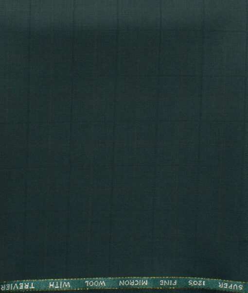 J.Hampstead Men's 45% Wool Checks Super 120's1.30 Meter Unstitched Trouser Fabric (Dark Green)